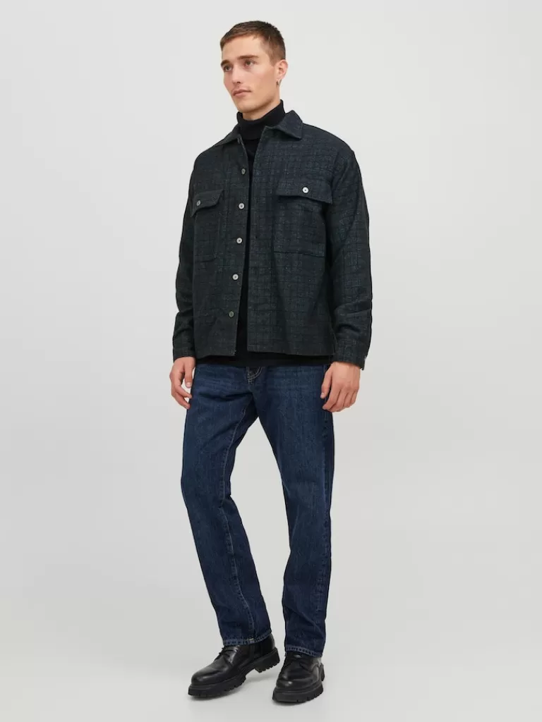 JACK&JONES JACKSON RELAXED FIT WOOL-BLEND OVERSHIRT Black Onyx-Men Shirts &Overshirts