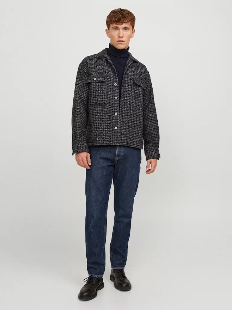 JACK&JONES JACKSON RELAXED FIT WOOL-BLEND OVERSHIRT Night Sky-Men Shirts &Overshirts