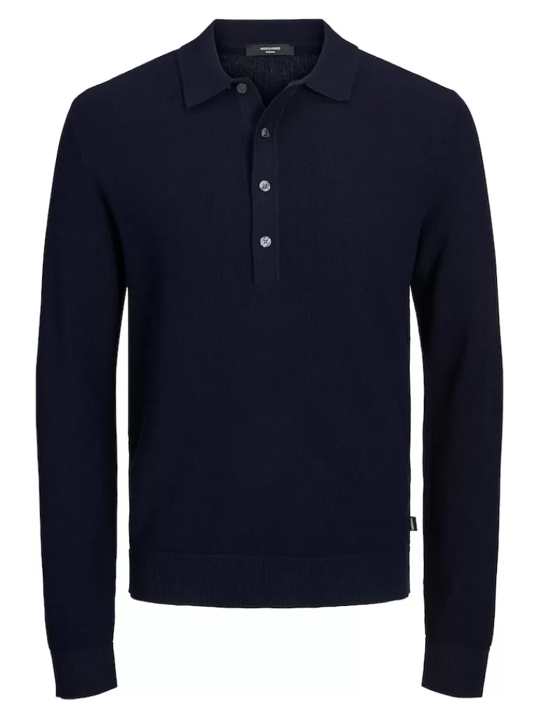 JACK&JONES JONES SLIM FIT KNITTED POLO Maritime Blue-Men Polos | Sweaters &Cardigans