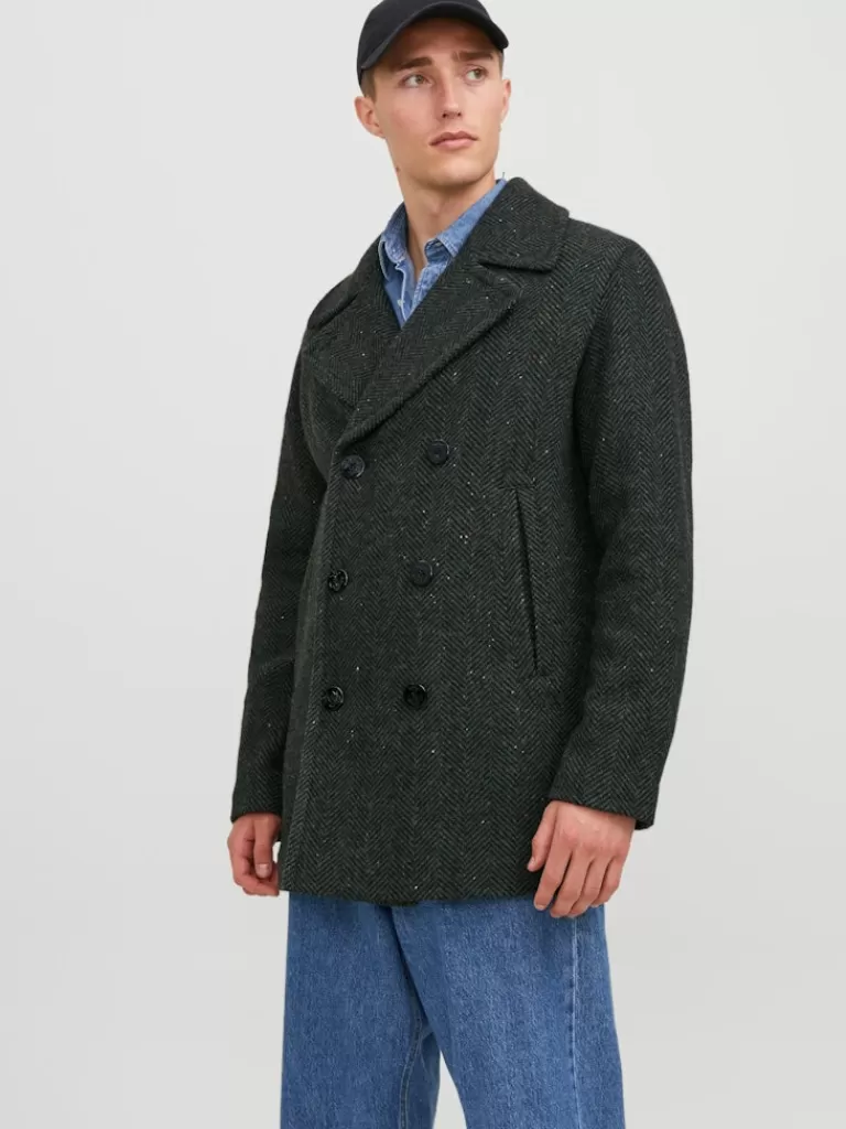 JACK&JONES KANE WOOL-BLEND RELAXED FIT COAT Grape Leaf-Men Wool | Coats | Warm | Outerwear | Jackets &Coats