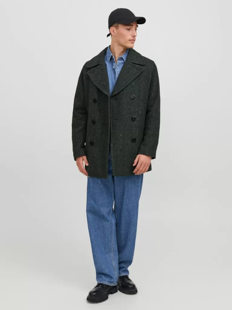 JACK&JONES KANE WOOL-BLEND RELAXED FIT COAT Grape Leaf-Men Wool | Coats | Warm | Outerwear | Jackets &Coats