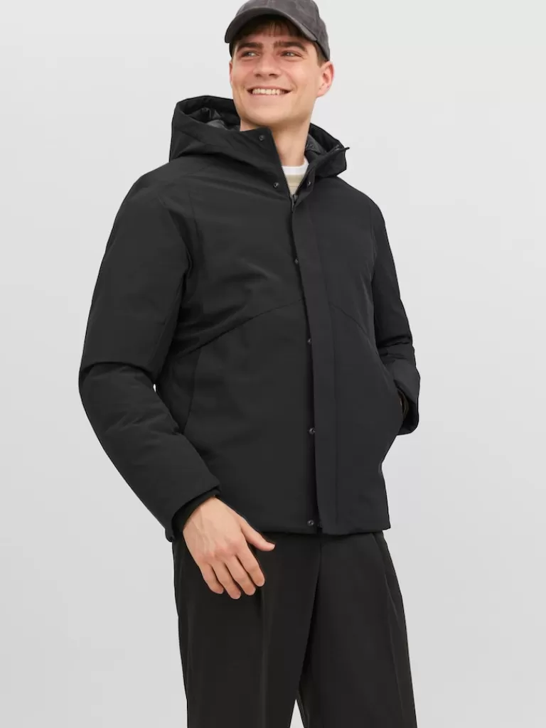 JACK&JONES KEEN HOODED COAT Black-Men Coats | Warm | Outerwear | Jackets &Coats