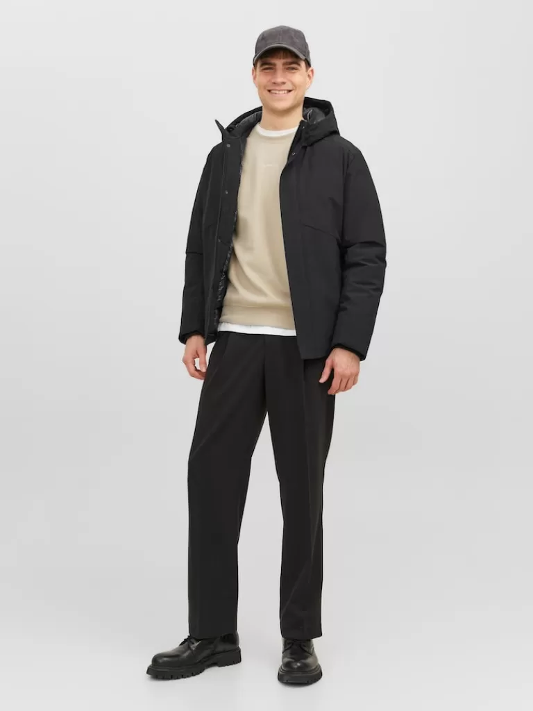 JACK&JONES KEEN HOODED COAT Black-Men Coats | Warm | Outerwear | Jackets &Coats