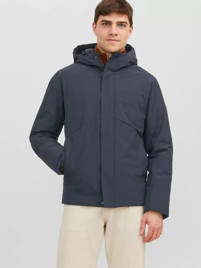 JACK&JONES KEEN HOODED COAT Dark Navy-Men Coats | Warm | Outerwear | Jackets &Coats