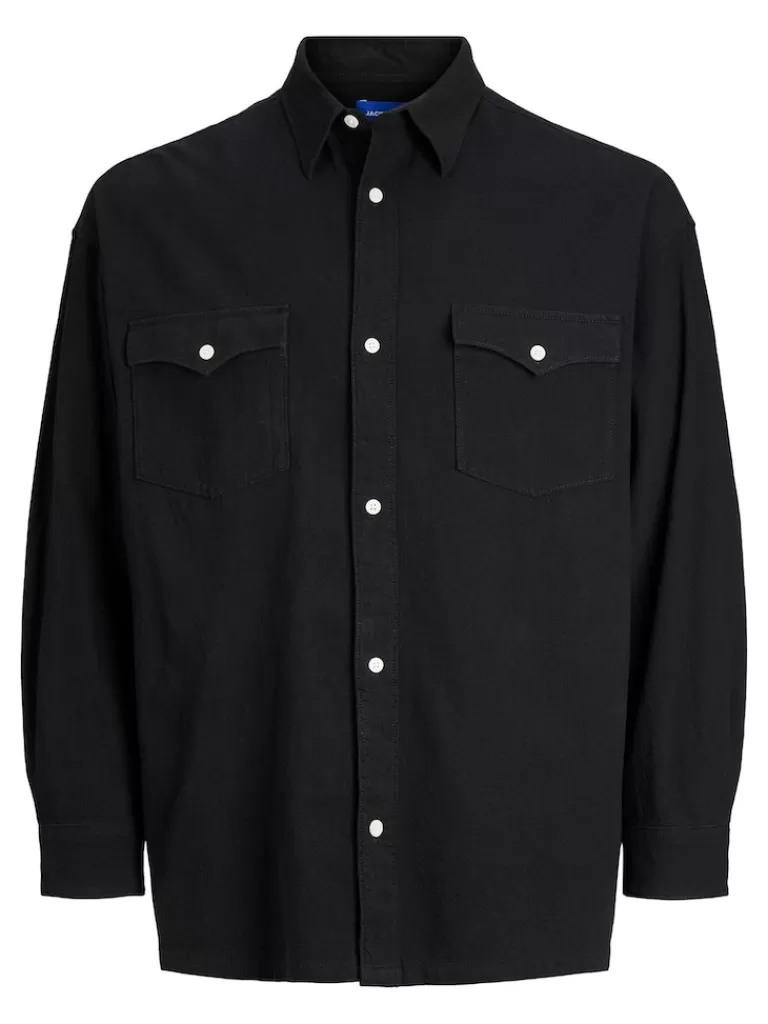 JACK&JONES KNOX LOOSE FIT LONG SLEEVE SHIRT Black-Men Shirts &Overshirts