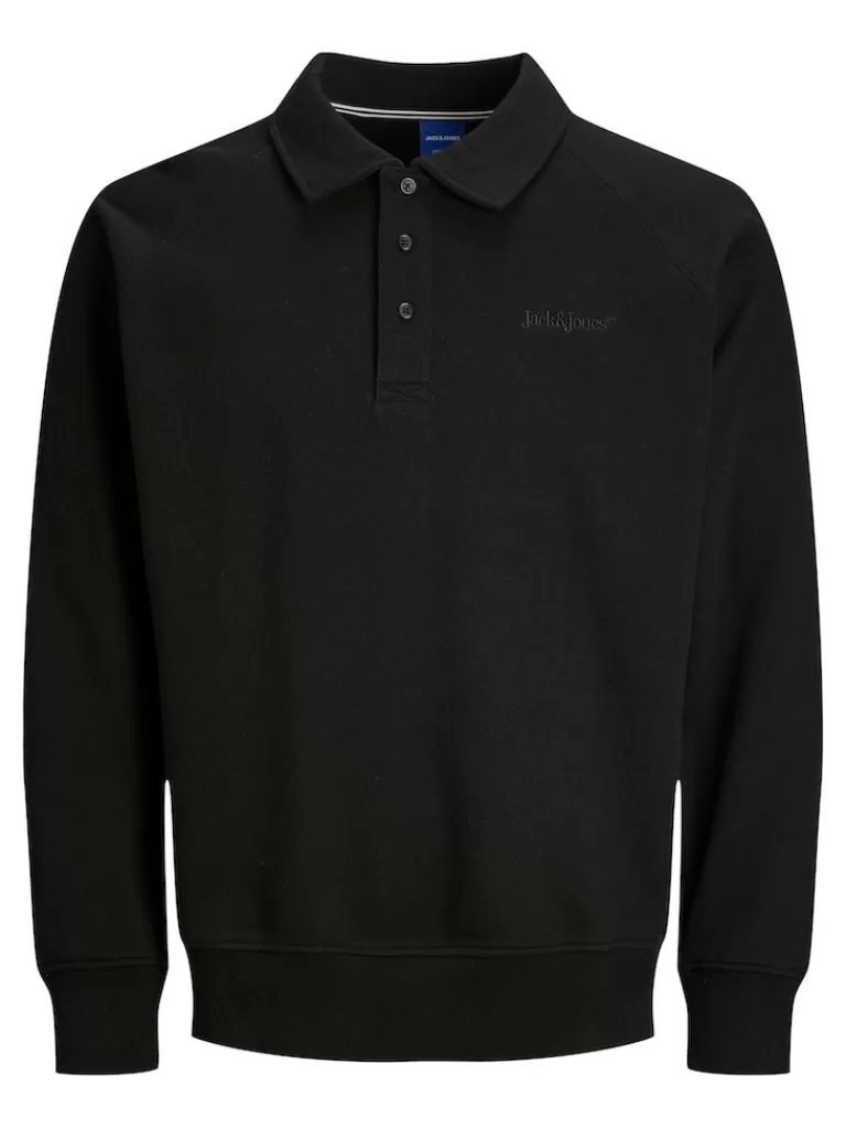 JACK&JONES LAKEWOOD LONG SLEEVE SWEAT POLO Black-Men Polos | Sweatshirts &Hoodies