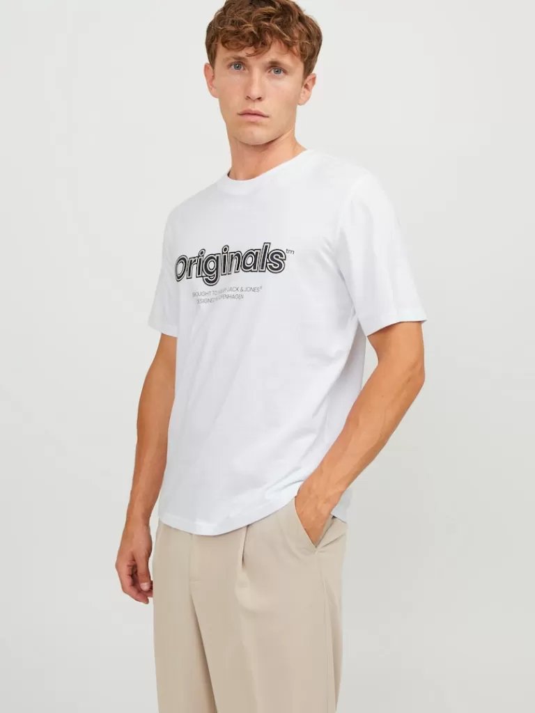 JACK&JONES LAKEWOOD PRINT T-SHIRT Bright White-Men T-shirts