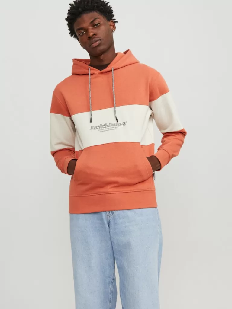 JACK&JONES LAKEWOOD RELAXED FIT HOODIE Ginger-Men Sweatshirts &Hoodies