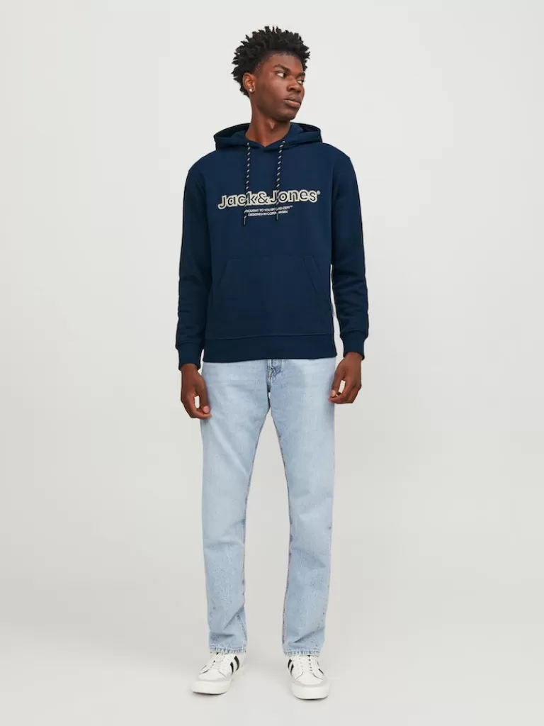 JACK&JONES LAKEWOOD RELAXED FIT HOODIE Sky Captain-Men Sweatshirts &Hoodies