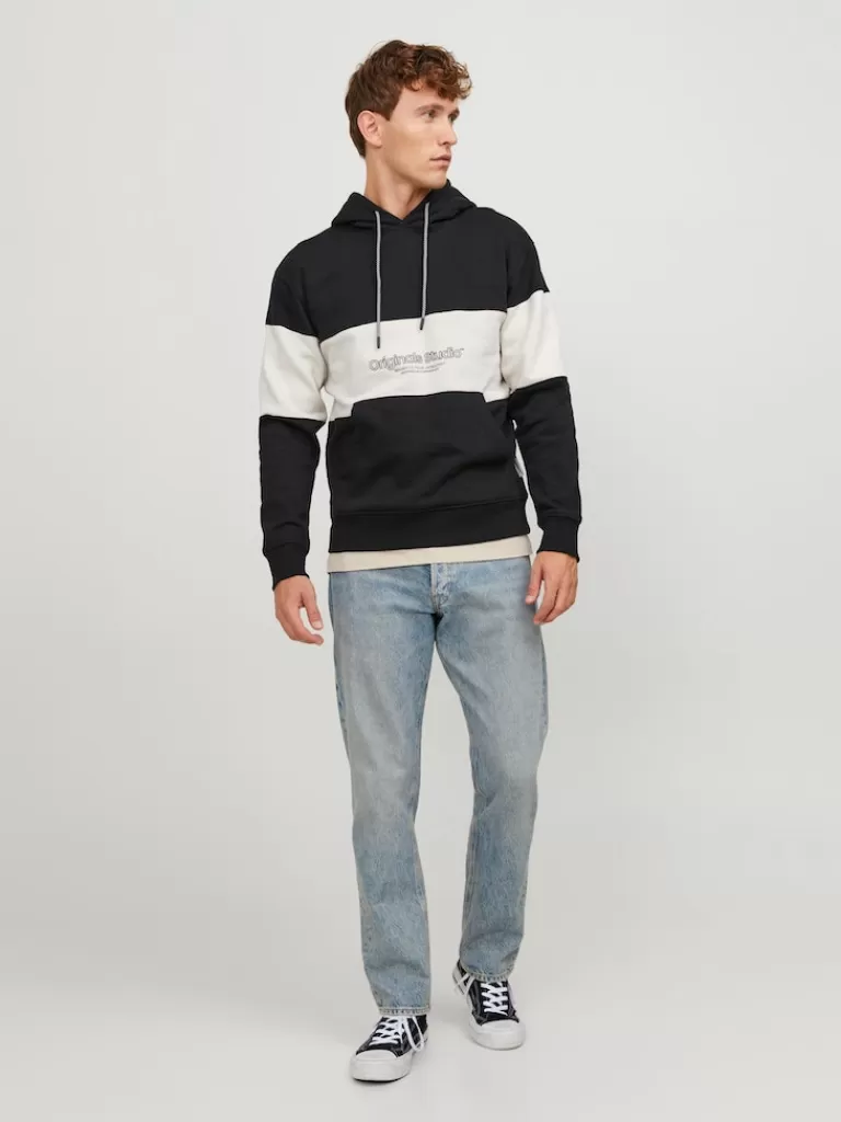 JACK&JONES LAKEWOOD RELAXED FIT HOODIE Black-Men Sweatshirts &Hoodies