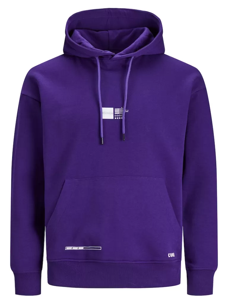 JACK&JONES LEAD RELAXED FIT REFLECTIVE HOODIE Violet Indigo-Men Sweatshirts &Hoodies