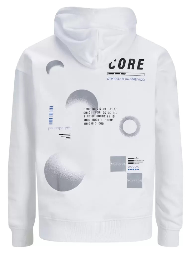 JACK&JONES LEAD RELAXED FIT REFLECTIVE HOODIE White-Men Sweatshirts &Hoodies