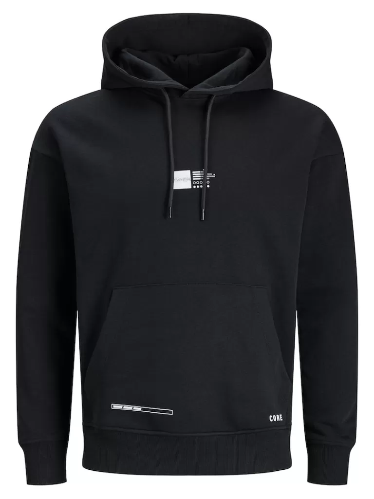 JACK&JONES LEAD RELAXED FIT REFLECTIVE HOODIE Black-Men Sweatshirts &Hoodies