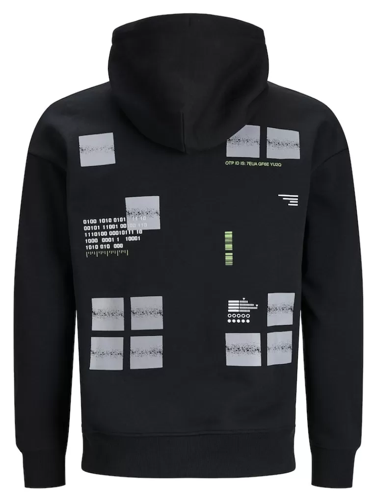 JACK&JONES LEAD RELAXED FIT REFLECTIVE HOODIE Black-Men Sweatshirts &Hoodies