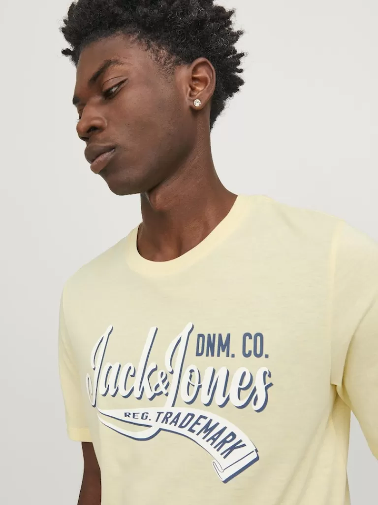 JACK&JONES LOGO PRINT T-SHIRT French Vanilla-Men T-shirts