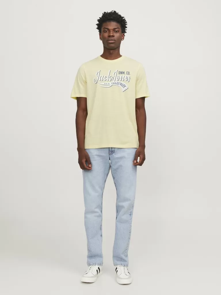 JACK&JONES LOGO PRINT T-SHIRT French Vanilla-Men T-shirts