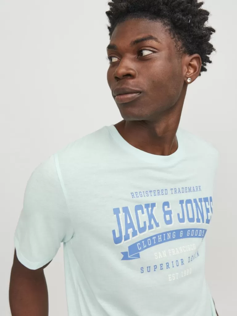 JACK&JONES LOGO PRINT T-SHIRT Soothing Sea-Men T-shirts