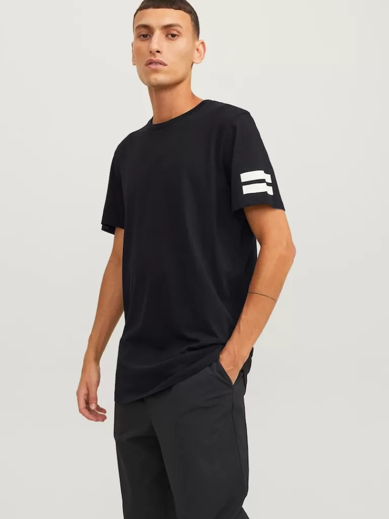 JACK&JONES LONG FIT BORO T-SHIRT Black-Men T-shirts