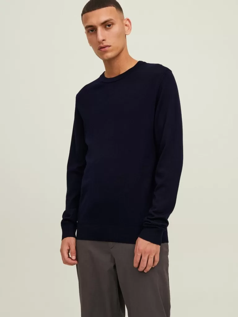 JACK&JONES MARK MERINO WOOL SWEATER Maritime Blue-Men Sweaters &Cardigans