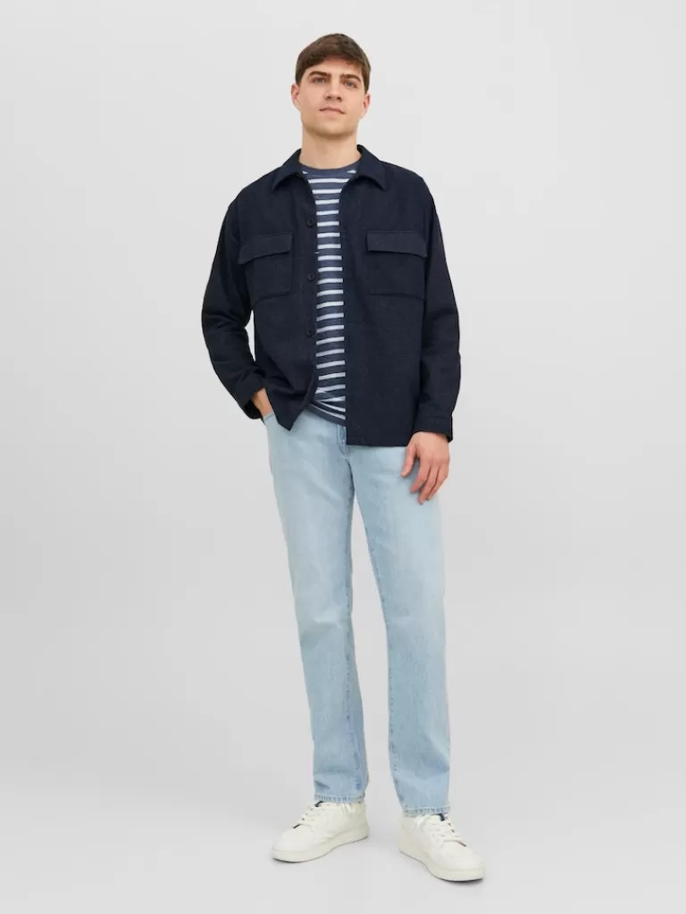 JACK&JONES MELANGE RELAXED FIT OVERSHIRT Outer Space-Men Overshirts &Shackets | Outerwear | Shirts &Overshirts