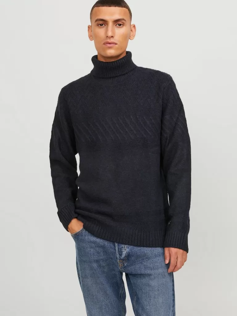 JACK&JONES MILO TURTLENECK TEXTURED SWEATER Maritime Blue-Men Sweaters &Cardigans