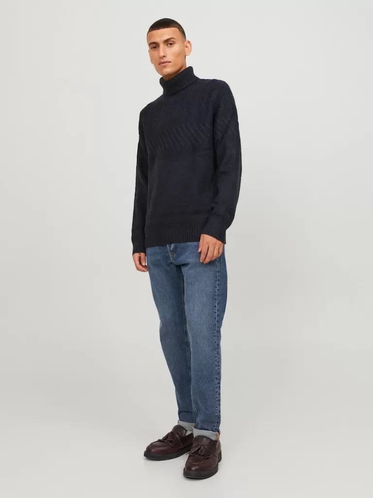 JACK&JONES MILO TURTLENECK TEXTURED SWEATER Maritime Blue-Men Sweaters &Cardigans