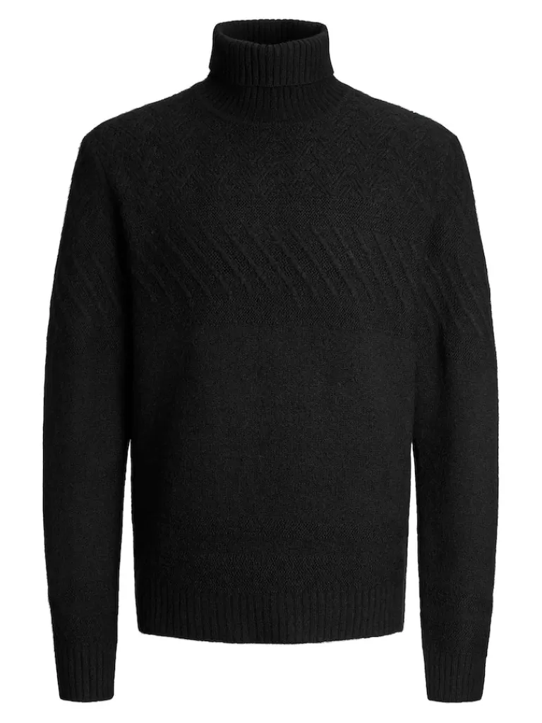 JACK&JONES MILO TURTLENECK TEXTURED SWEATER Black-Men Sweaters &Cardigans