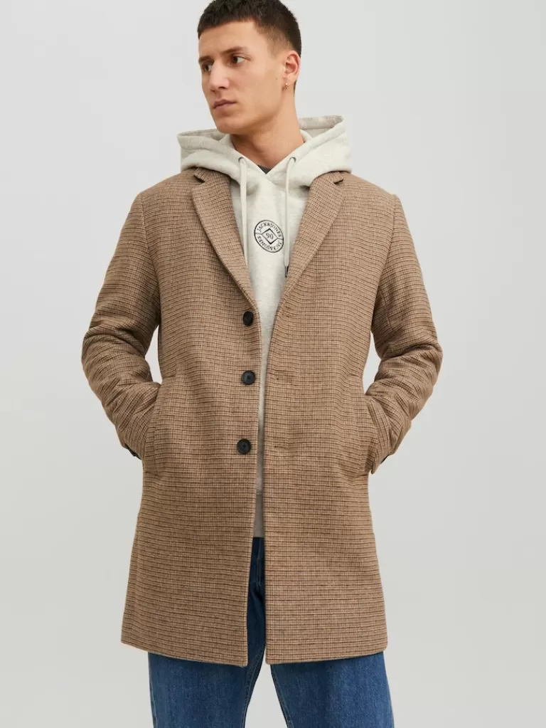 JACK&JONES MORRISON WOOL-BLEND DRESS COAT Crockery-Men Wool | Coats | Warm | Outerwear | Jackets &Coats