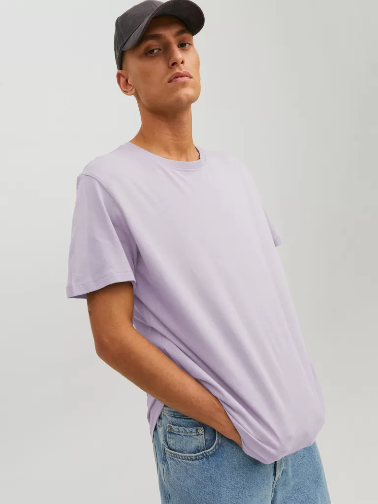 JACK&JONES NOA BASIC LONG FIT T-SHIRT Orchid Petal-Men T-shirts