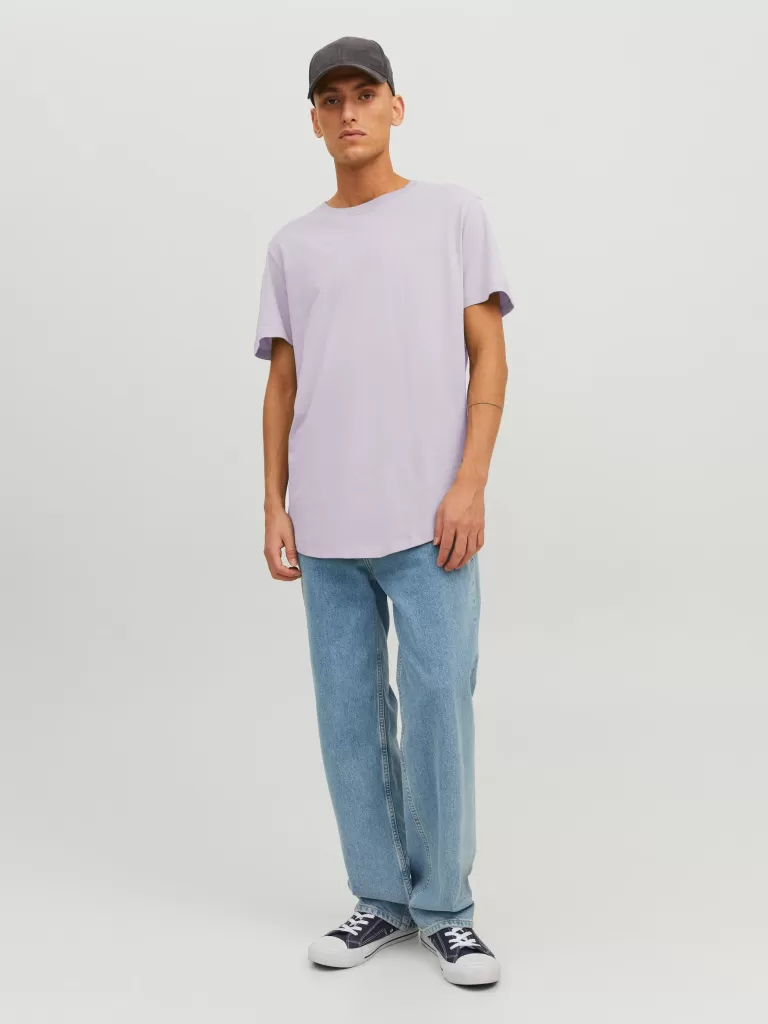 JACK&JONES NOA BASIC LONG FIT T-SHIRT Orchid Petal-Men T-shirts