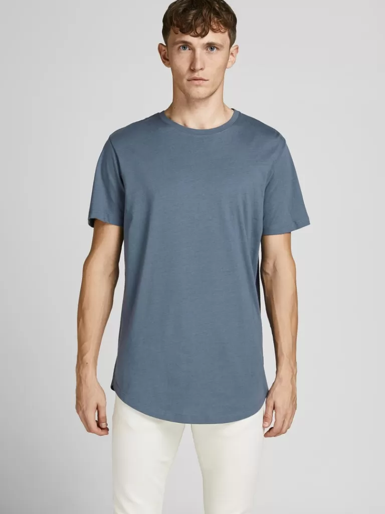 JACK&JONES NOA BASIC LONG FIT T-SHIRT Grisaille-Men T-shirts