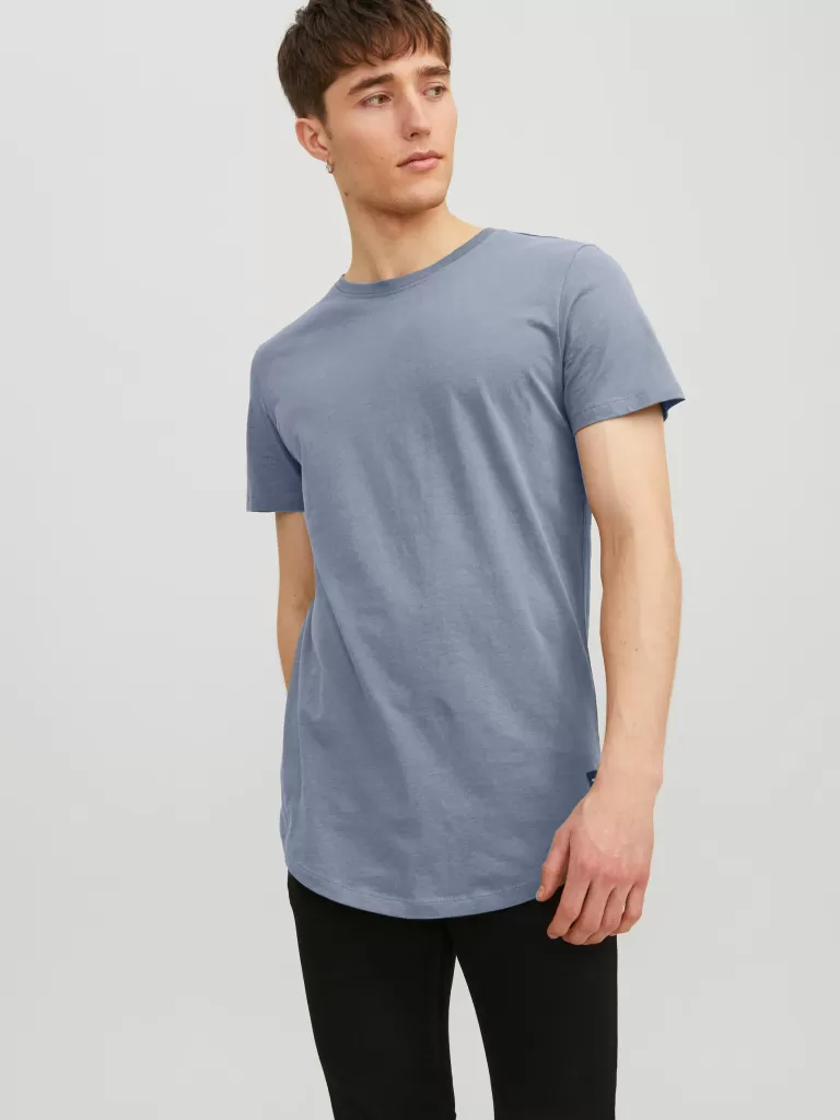 JACK&JONES NOA BASIC LONG FIT T-SHIRT Flint Stone-Men T-shirts