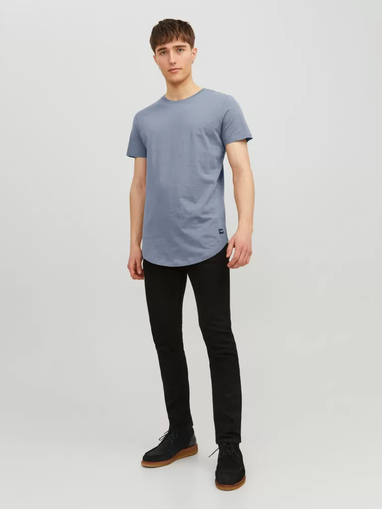 JACK&JONES NOA BASIC LONG FIT T-SHIRT Flint Stone-Men T-shirts