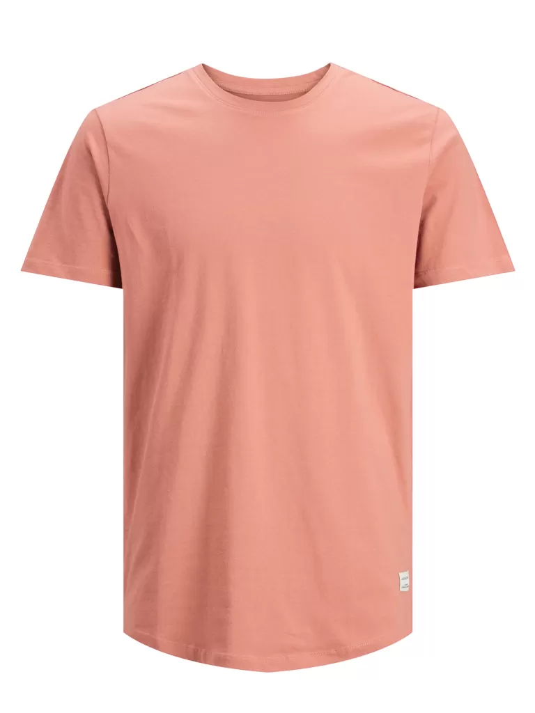 JACK&JONES NOA BASIC LONG FIT T-SHIRT Coral Pink-Men T-shirts