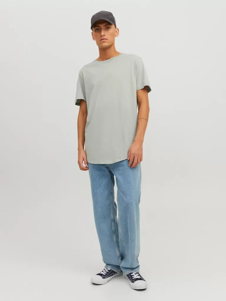 JACK&JONES NOA BASIC LONG FIT T-SHIRT Wrought Iron-Men T-shirts