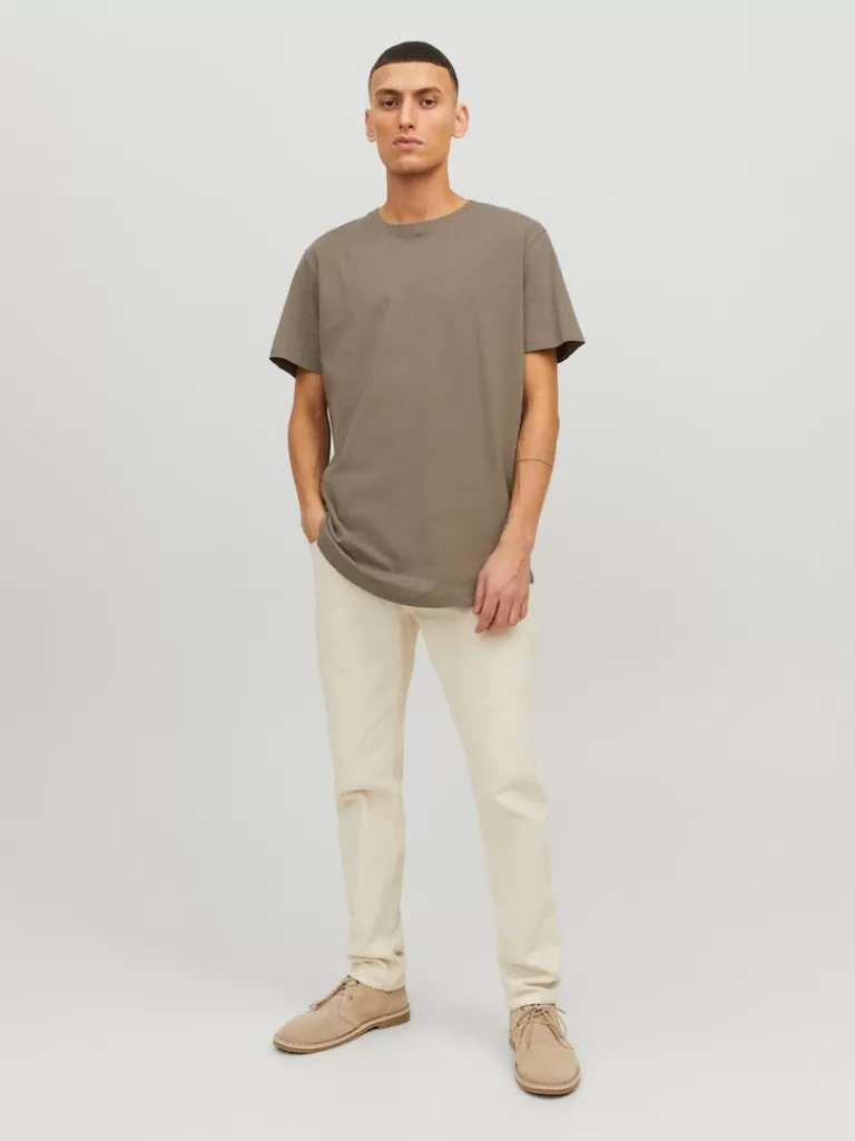 JACK&JONES NOA BASIC LONG FIT T-SHIRT Falcon-Men T-shirts