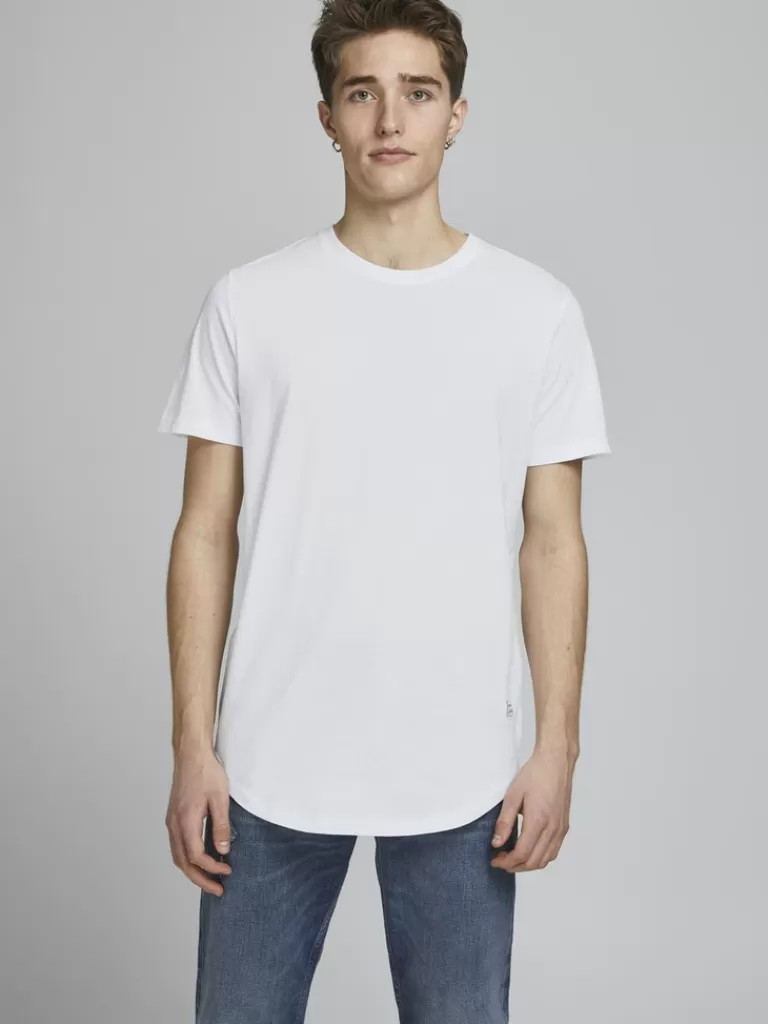 JACK&JONES NOA BASIC LONG FIT T-SHIRT White-Men T-shirts