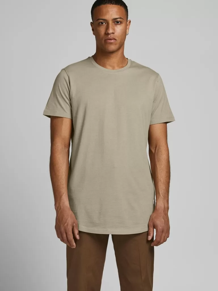 JACK&JONES NOA BASIC LONG FIT T-SHIRT Moonbeam-Men T-shirts