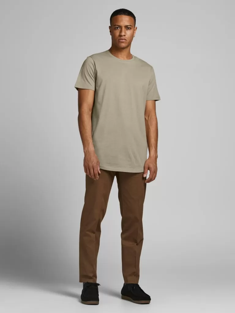 JACK&JONES NOA BASIC LONG FIT T-SHIRT Moonbeam-Men T-shirts