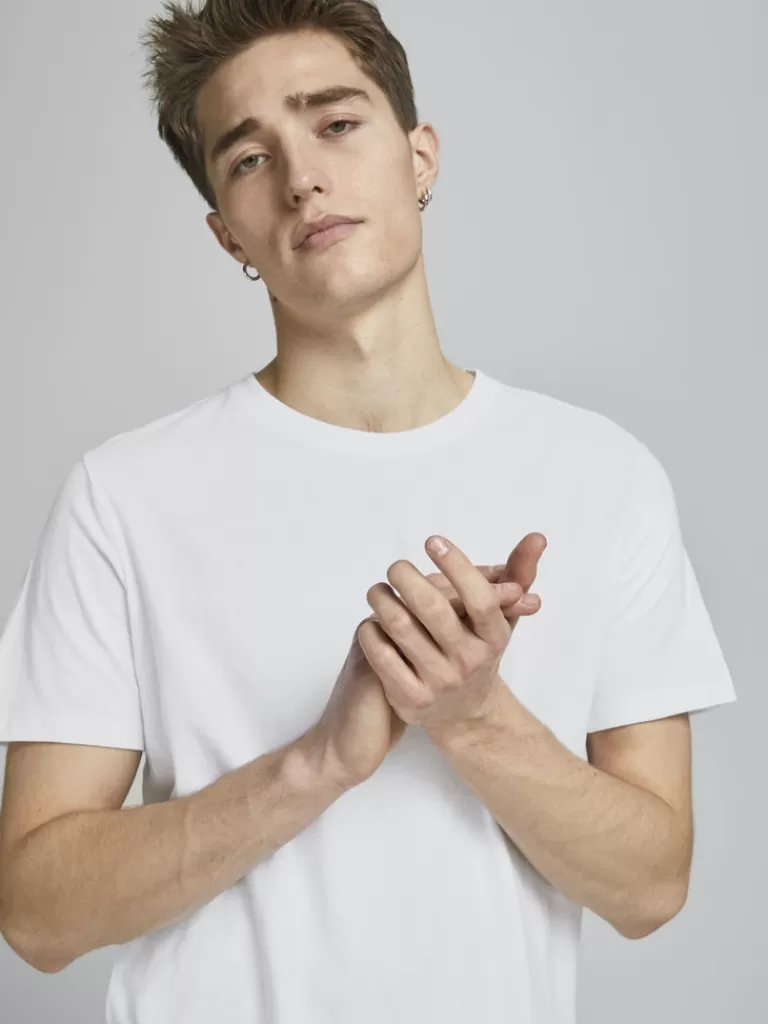 JACK&JONES NOA BASIC LONG FIT T-SHIRT White-Men T-shirts