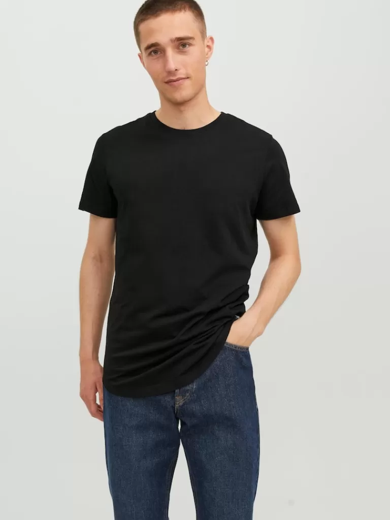 JACK&JONES NOA BASIC LONG FIT T-SHIRT Black-Men T-shirts