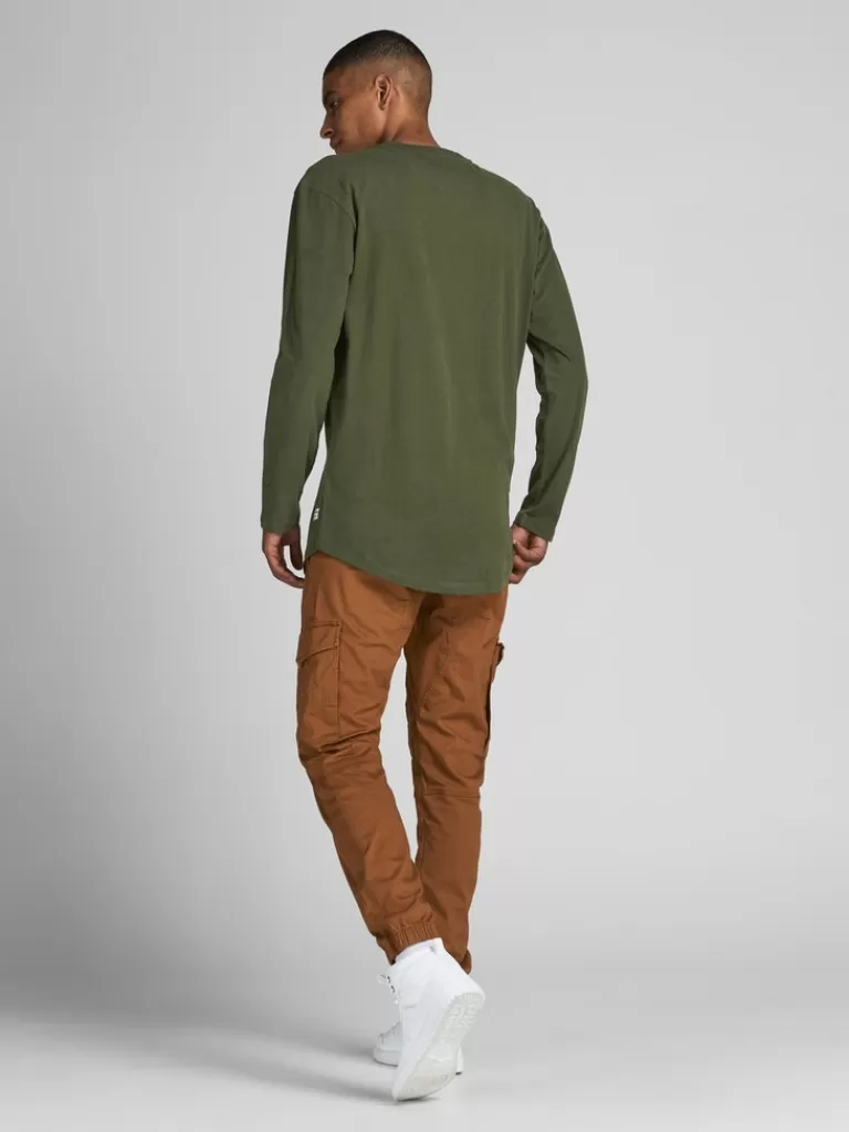 JACK&JONES NOA LONG FIT LONG SLEEVE T-SHIRT Forest Night-Men T-shirts