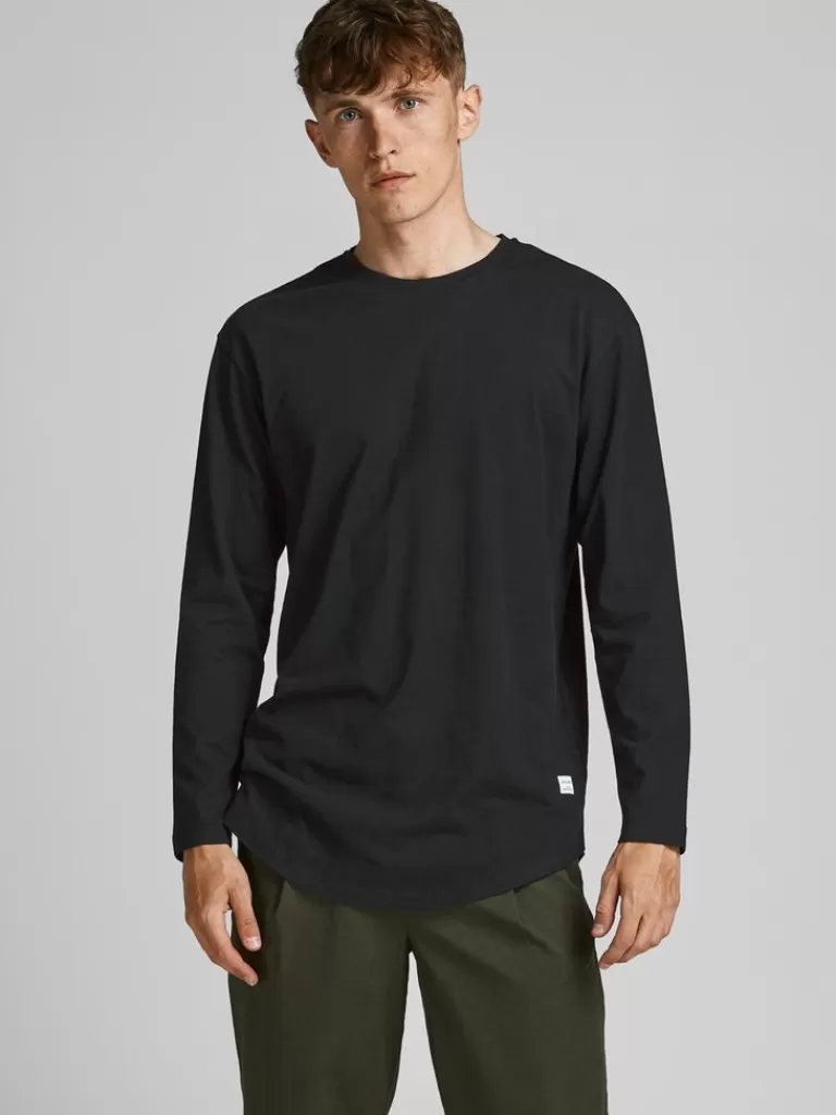 JACK&JONES NOA LONG FIT LONG SLEEVE T-SHIRT Black-Men T-shirts