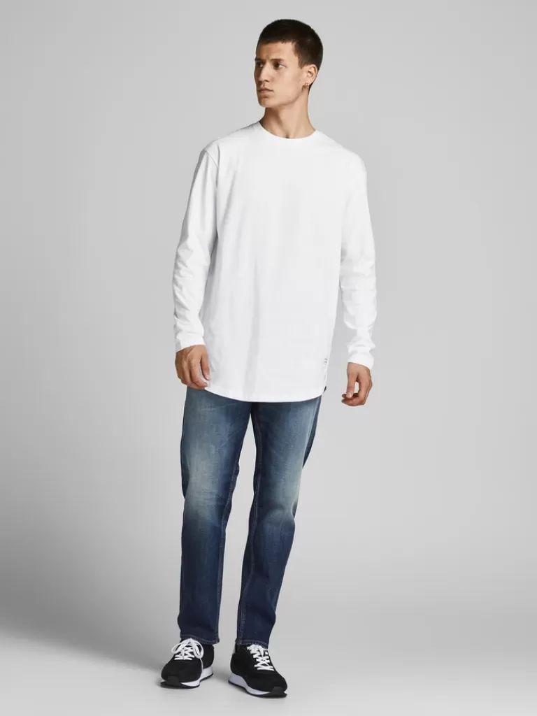 JACK&JONES NOA LONG FIT LONG SLEEVE T-SHIRT White-Men T-shirts