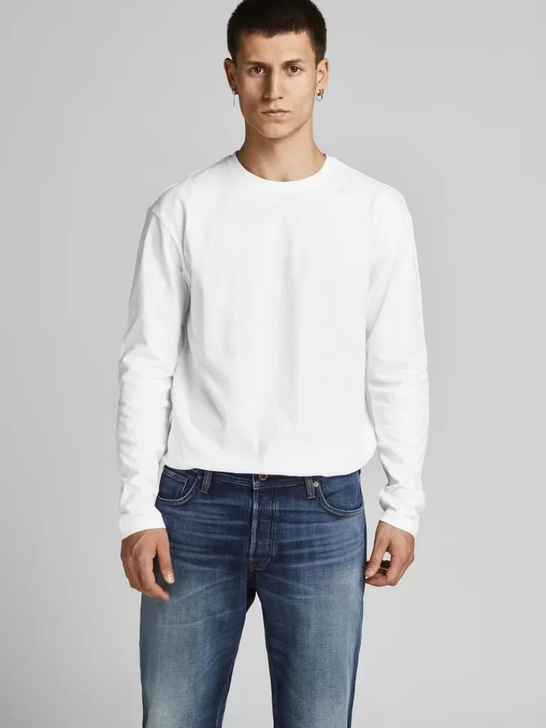 JACK&JONES NOA LONG FIT LONG SLEEVE T-SHIRT White-Men T-shirts