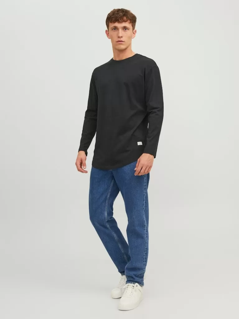 JACK&JONES NOA LONG FIT LONG SLEEVE T-SHIRT Black-Men T-shirts