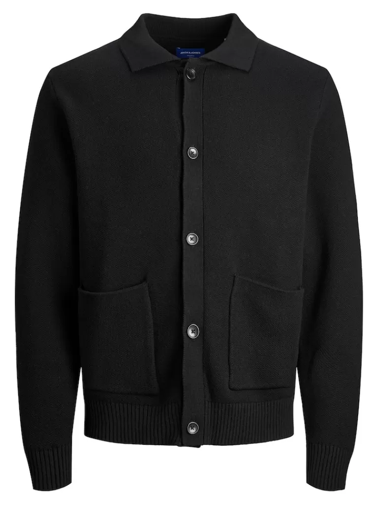 JACK&JONES NOAH POLO STYLE CARDIGAN Black-Men Sweaters &Cardigans