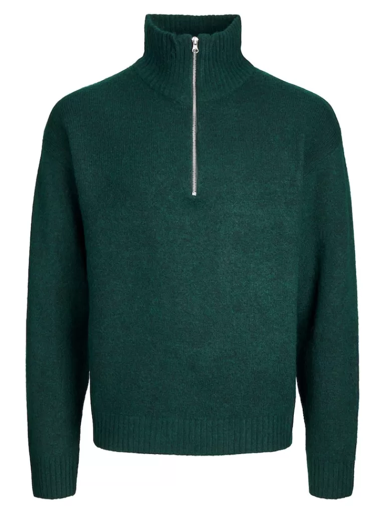 JACK&JONES OLLIE HIGH NECK HALF ZIP SWEATER Magical Forest-Men Sweaters &Cardigans