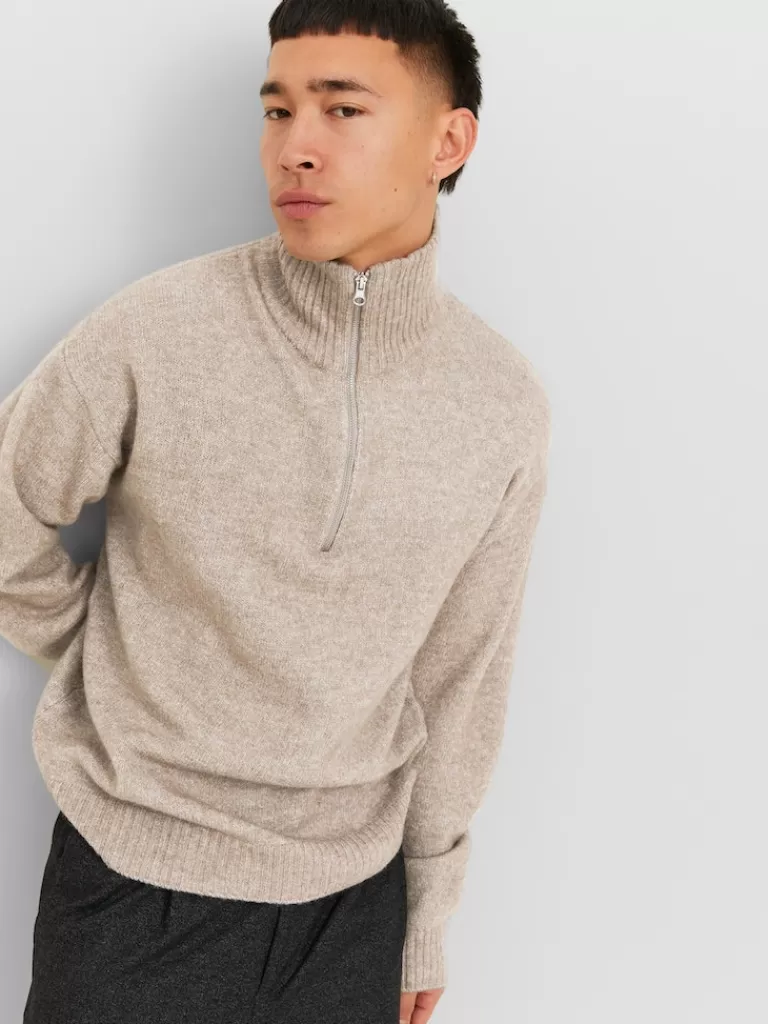 JACK&JONES OLLIE HIGH NECK HALF ZIP SWEATER Atmosphere-Men Sweaters &Cardigans