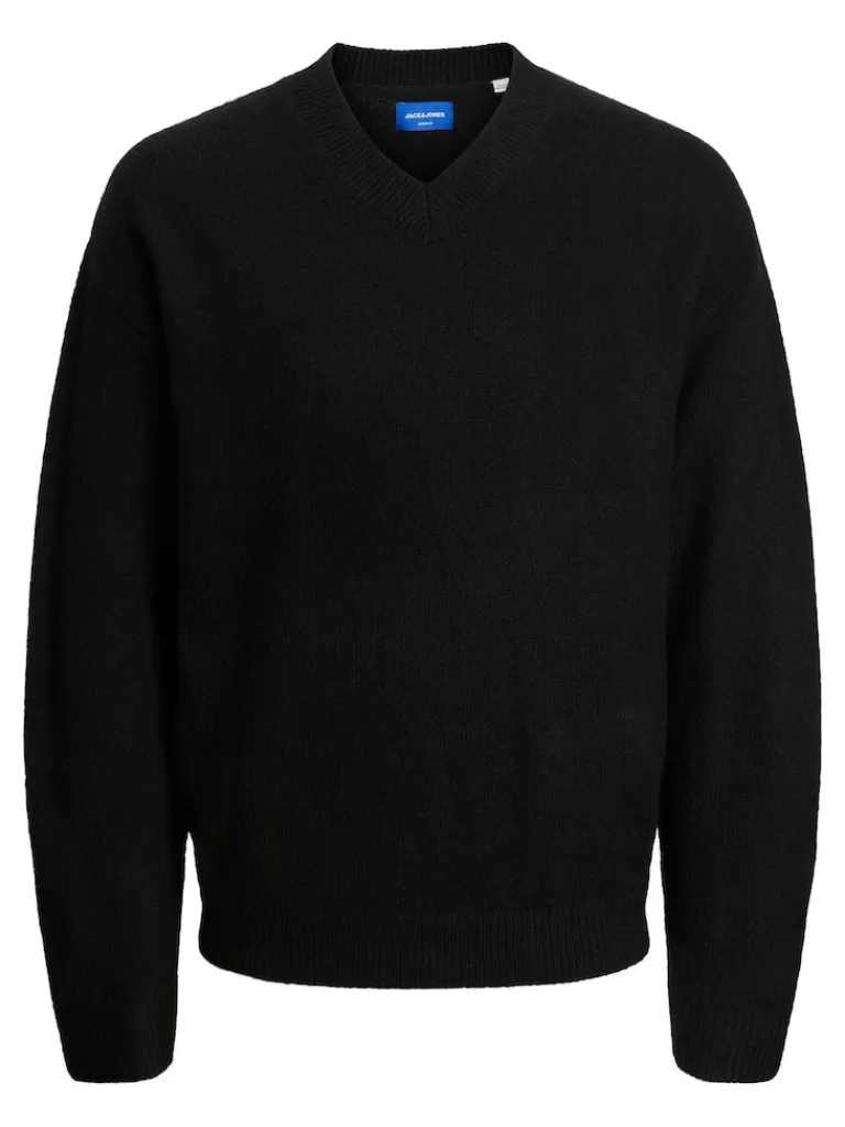 JACK&JONES OLLIE V-NECK SWEATER Black-Men Sweaters &Cardigans